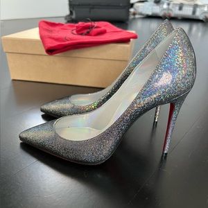 Christian Louboutin Kate 100 mm Suede Disco Queen pumps; size 36.